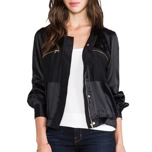 7 FOR ALL MAN KIND Black Silk Bomber Jacket Size XS